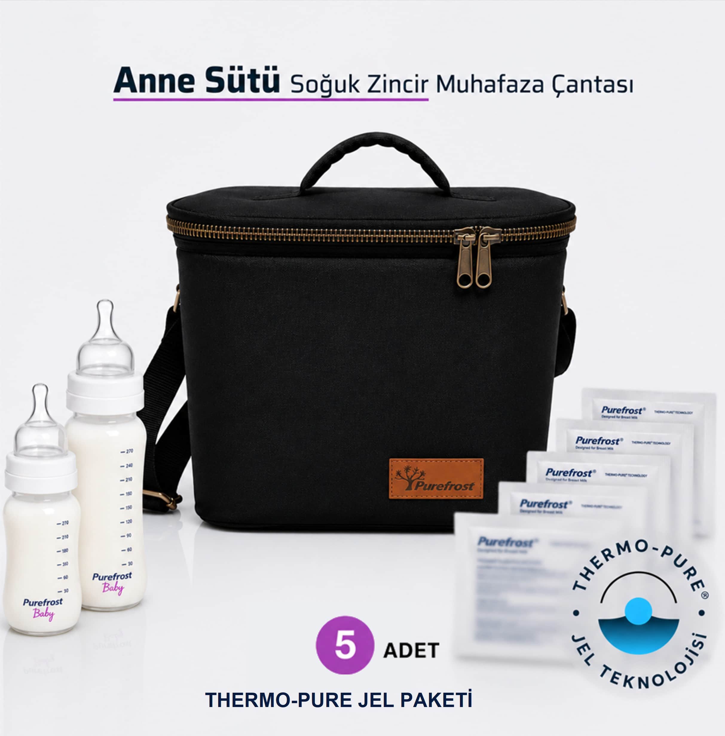 PUREFROST | PF4 Baby Anne Sütü Biberon Saklama Soğutucu Termal Mama Yemek Çantası 1